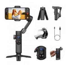 스마트폰용 짐벌 안정기, 무선 충전 기능이 있는 짐벌 iPhone 15 Pro Max/Android용 iPhone 짐벌 비디오 녹화용 접이식 3축 핸드헬드 폰 짐벌 얼굴 추적-Smart X Pro