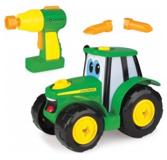 John Deere 빌드 조니 트랙터, 16피스 ​​빌딩 농장 장난감 자동차, 전동 드릴이 있는 트랙터 장난감 18개월, 2, 3, 4세 소년 소녀 조니 싱글 빌드