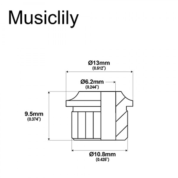 Musiclily Pro 스틸 빈티지/모던 6mm ~ 10mm 기타 튜너 변환 부싱 튜닝 페그 어댑터 페룰, 블랙(6개 세트)