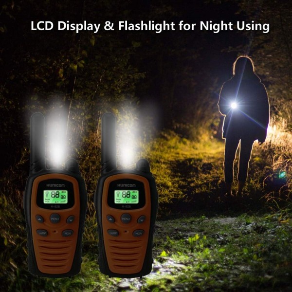 성인용 워키토키 이어버드가 있는 장거리 양방향 라디오 PMR Walky Talky VOX 핸즈프리 5KM 손전등 LCD Backit Orange + Earpiece