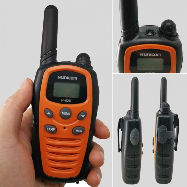 성인용 워키토키 이어버드가 있는 장거리 양방향 라디오 PMR Walky Talky VOX 핸즈프리 5KM 손전등 LCD Backit Orange + Earpiece