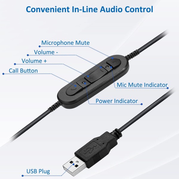 마이크 소음 제거 기능이 있는 Mairdi USB 헤드셋, 컴퓨터 노트북용 PC 헤드셋 홈 오피스 콜 센터 비즈니스 Skype 팀 Voip 채팅, 음성 인식용 프로 마이크 Dragon Nuance Black