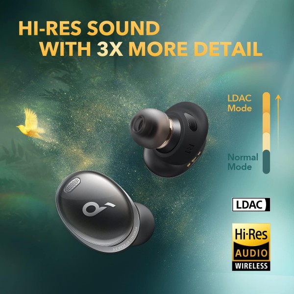 Soundcore Liberty 3 Pro ACAA 2.0, HearID ANC, Hi-Res 오디오, 마이크 6개, 32H 배터리, 듀얼 오디오 드라이버(나이트 스카이)(리퍼비시) 포함 능동형 소음 제거 헤드폰 미드나잇 블랙