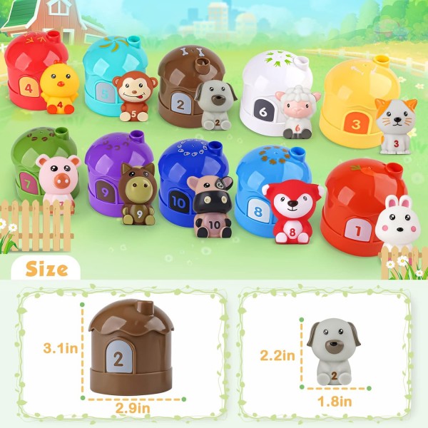 Dreamon Montessori Toys 1 2 3 세 이상 스태킹 컵 농장 동물과 아기 모터 기술 장난감 손가락 인형 스태킹 컵 교육 완구 1 2 3 Year Kids
