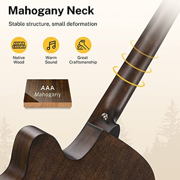 초보자 성인용 Donner 어쿠스틱 기타 40인치 장면 전환 Acustica Guitarra 번들 키트(픽업 포함) 온라인 레슨 백 튜너 카포 스트랩 미니 점보 여행 틴 오른손 블랙 브라운 DAJ-11