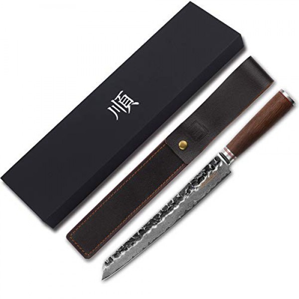 YOUSUNLONG Sujihiki 칼 11 인치 프로 조각 칼 일본 다마스커스 강철 인체 공학적 디자인 최대 슬라이스 칼 Walnt 손잡이 가죽