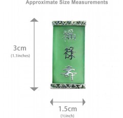 Green Oriental Jade Blessings Silver Oblong 펜던트 목걸이 18