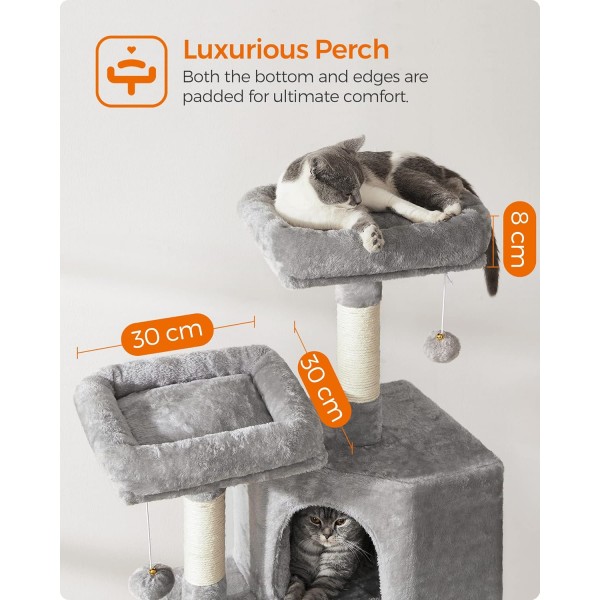 FEANDREA Small Scratching Post Cat Tree with Scratching Board Platform