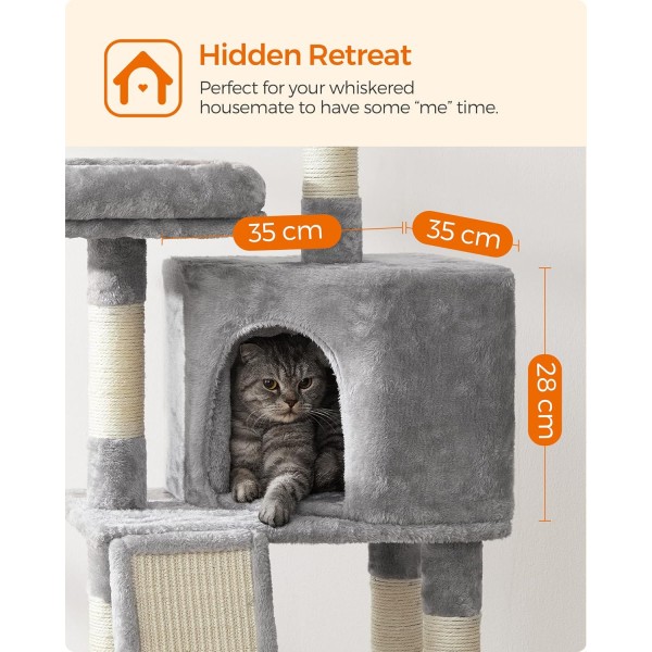 FEANDREA Small Scratching Post Cat Tree with Scratching Board Platform