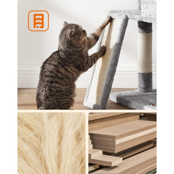 FEANDREA Small Scratching Post Cat Tree with Scratching Board Platform