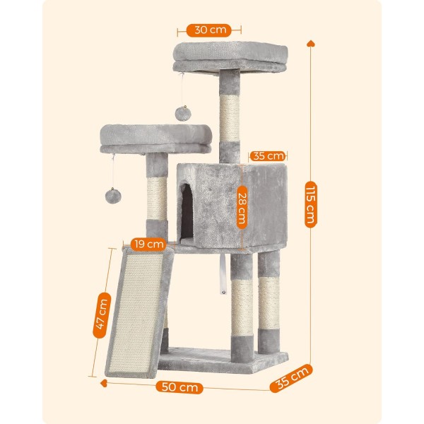 FEANDREA Small Scratching Post Cat Tree with Scratching Board Platform