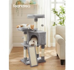 FEANDREA Small Scratching Post Cat Tree with Scratching Board Platform