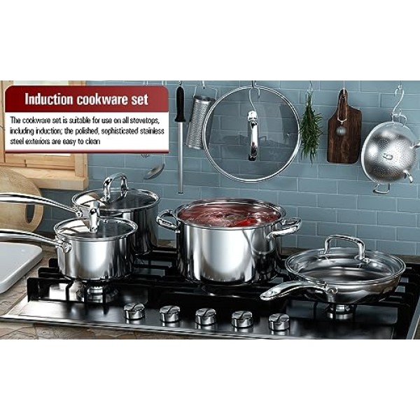 Cook N Home 2608 뚜껑 3쿼트 스테인리스 스틸 소스팬, 실버