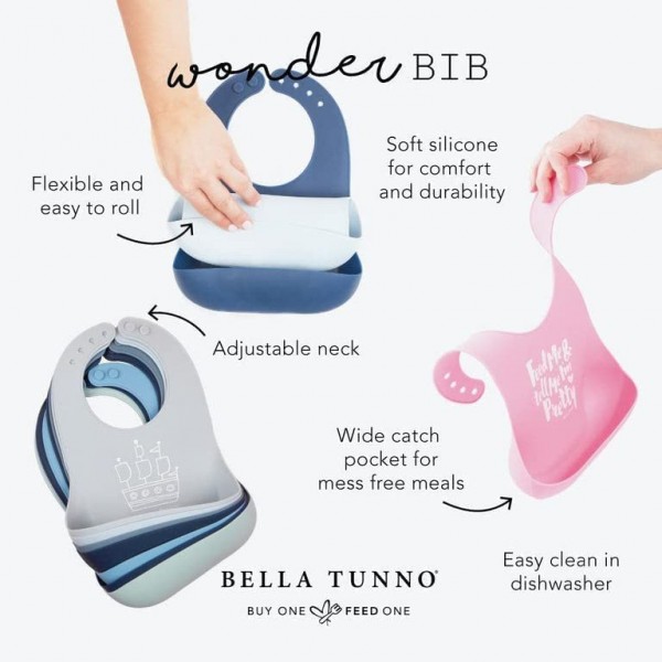 BELLA TUNNO 원더 턱받이 – 여아 및 남아용 실리콘 아기 턱받이, 무독성 BPA 프리 소프트 실리콘 턱받이, 방수, 청소 용이