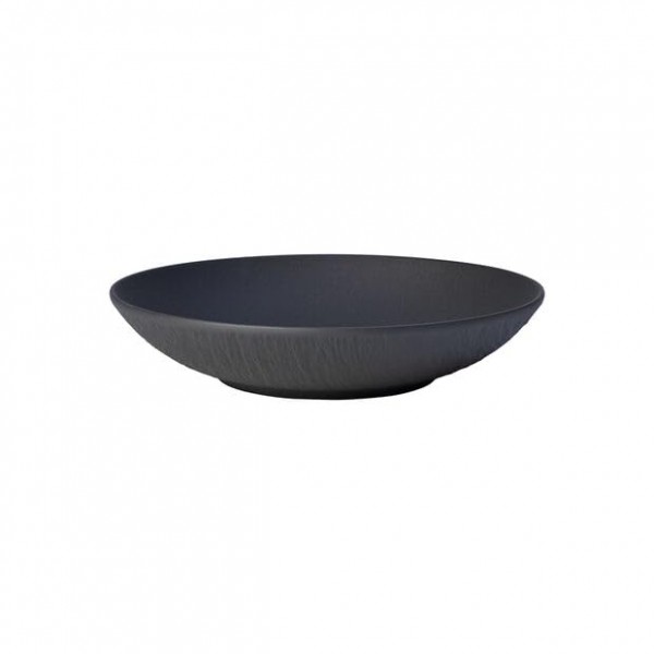 Villeroy & Boch Manufacture Rock 12피스 식기 세트, 접시 및 그릇, 매트 블랙, 프리미엄 도자기, 독일산
