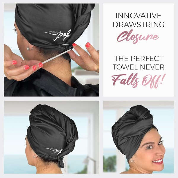 THE PERFECT AIRCARE 극세사 헤어 타올 랩 절대 떨어지지 않는 극세사 곱슬 머리 방지 터번 - Curly Girl Method Approved & Big (40' x 27.5
