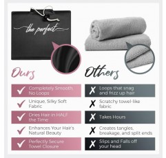 THE PERFECT AIRCARE 극세사 헤어 타올 랩 절대 떨어지지 않는 극세사 곱슬 머리 방지 터번 - Curly Girl Method Approved & Big (40' x 27.5