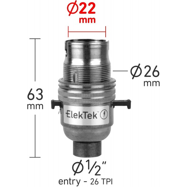 ElekTek 프리미엄 램프 키트 황동 안전 스위치 B22 램프 홀더(트위스트 골드 플렉스 및 3A 영국 플러그 포함)