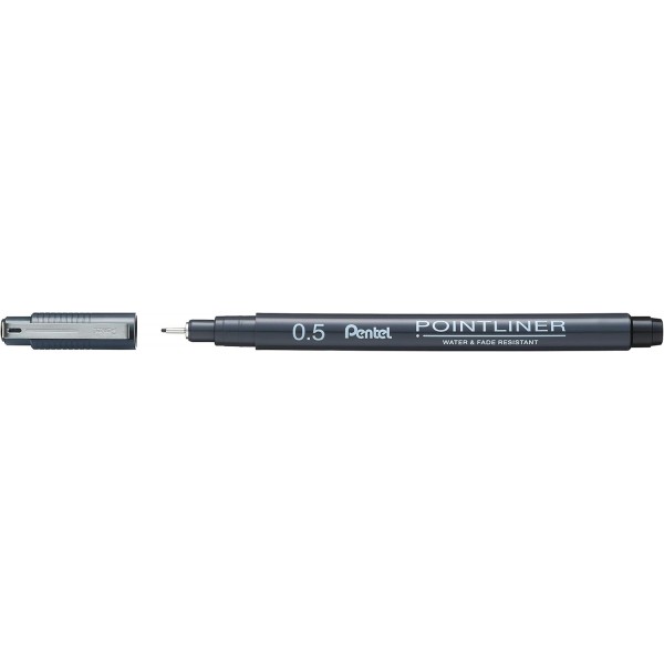 펜텔 포인트라이너 S20P-5A, 파인라이너, 블랙, 방수 및 내광성(0.5mm 5개 팩)