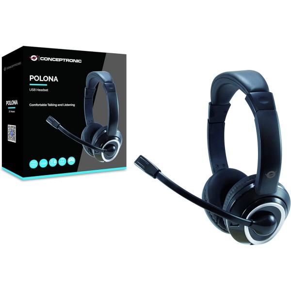 Conceptronic POLONA01B USB 헤드셋 + Mikrofon, schwarz