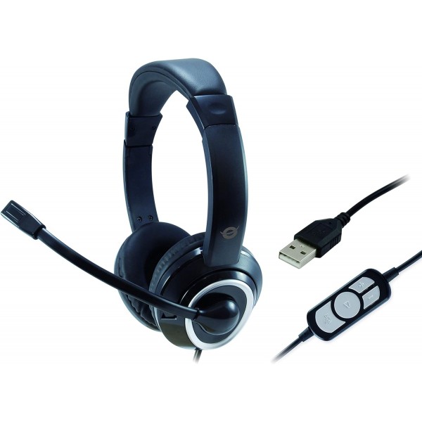 Conceptronic POLONA01B USB 헤드셋 + Mikrofon, schwarz