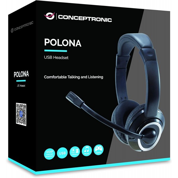 Conceptronic POLONA01B USB 헤드셋 + Mikrofon, schwarz