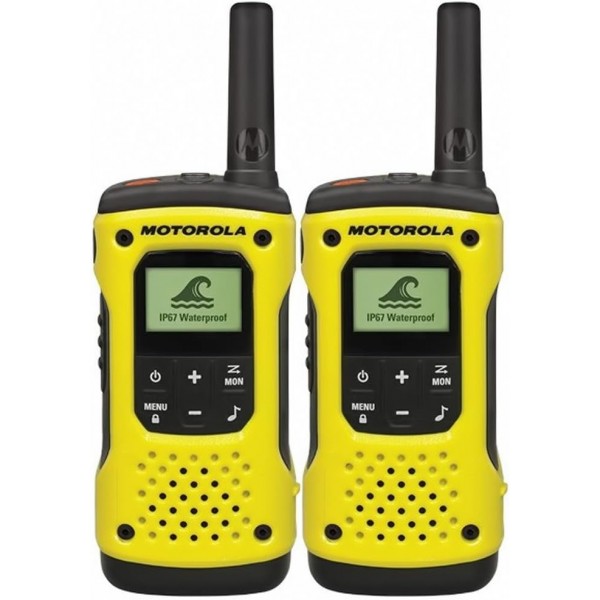 Motorola TLKR T92 H2O PMR 라디오(IP67, 내후성, 최대 10km 범위), 2개 및 Motorola Talkabout T82 Extreme PMR 라디오 - Motorola Talkabout 트윈팩 번들