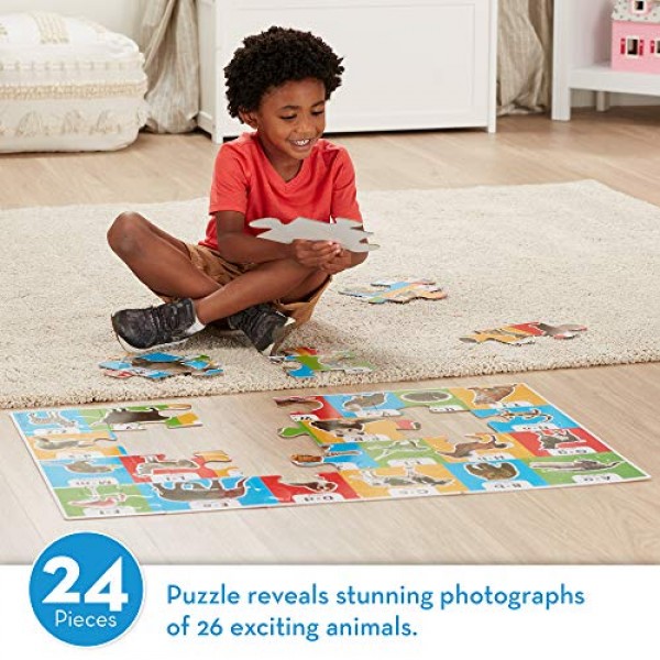 Melissa & Doug 동물 알파벳 바닥 퍼즐 - 24피스