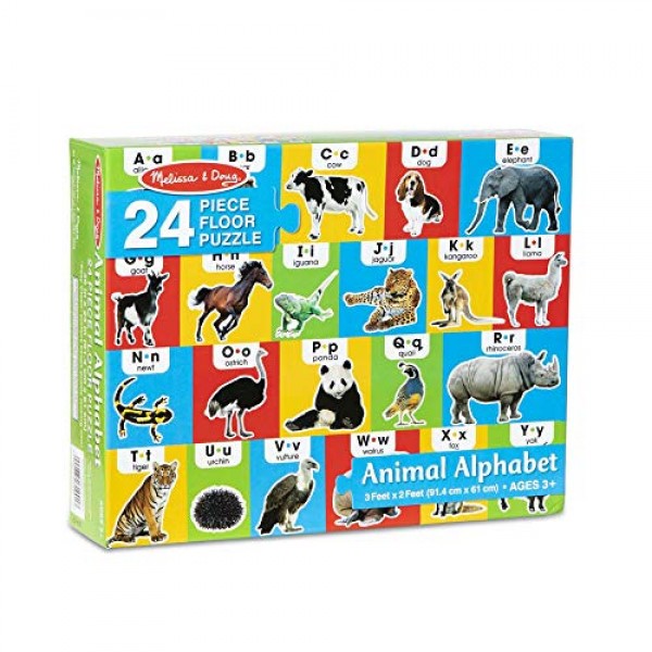 Melissa & Doug 동물 알파벳 바닥 퍼즐 - 24피스