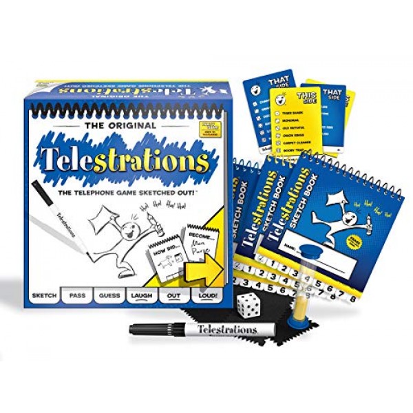 Telestrations 오리지널 8인용 | 가족 보드 게임 | 어린이와 성인을 위한 재미있는 게임 | 게임의 밤이 더욱 좋아졌습니다 | 전화 게임 스케치 | 12세 이상