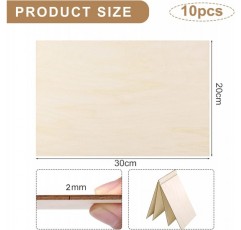 10 Pcs 발사 우드 시트 합판 1.5mm x 300mm x 200mm, DIY 공예 모델 비행기 선박 목공 보트 하우스 및 기타 건물 용 발사 보드