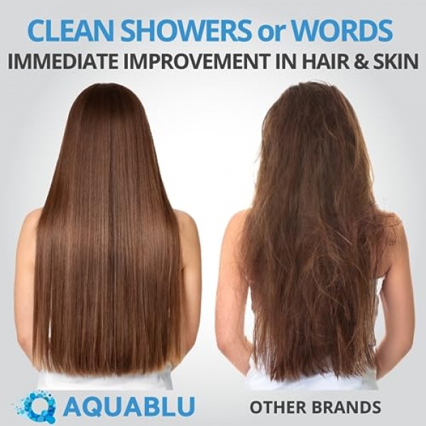 AquaBLU 헤비듀티 NO BS 샤워 필터 교체 카트리지(4팩) - 범용, 모든 브랜드에 사용 가능 - 염소, 중금속, 불소, 미생물, 유기물 등을 99% 제거!