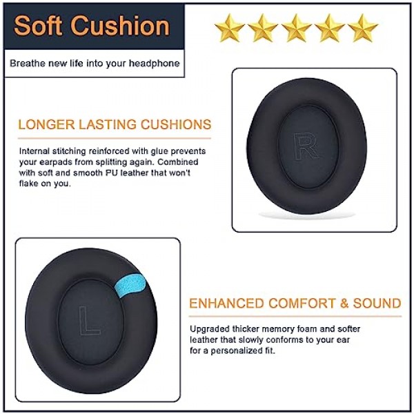 Anker Soundcore Life Q30 q30bt Q35용 이어패드 Soundcore Q30 q30bt & Q35용 교체용 이어 쿠션 패드용 단백질 가죽 및 메모리 폼이 포함된 교체용 이어 쿠션 패드