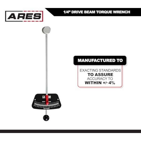 ARES 70213-1/4인치 드라이브 빔 토크 렌치 - 0-80인치/파운드 및 0-9 뉴턴/미터 토크 렌치 - 읽기 쉬운 높은 가시성 표시