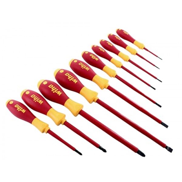 Wiha 32190 슬롯형, 십자형 및 인치형 절연 드라이버 세트, 1000볼트, 15개
