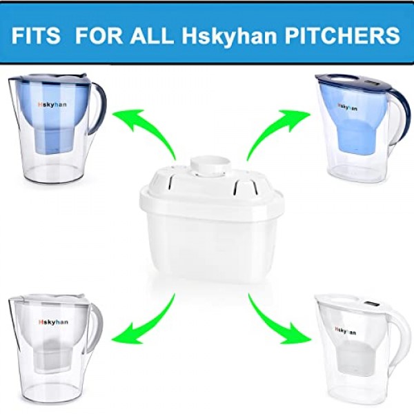 Hskyhan 알칼리성 정수 필터 - 2022 교체용 투수 정수기, PH 카트리지 개선, 정화를 위한 7단계 여과 시스템, 납, 불소, 염소 등 감소, 2팩