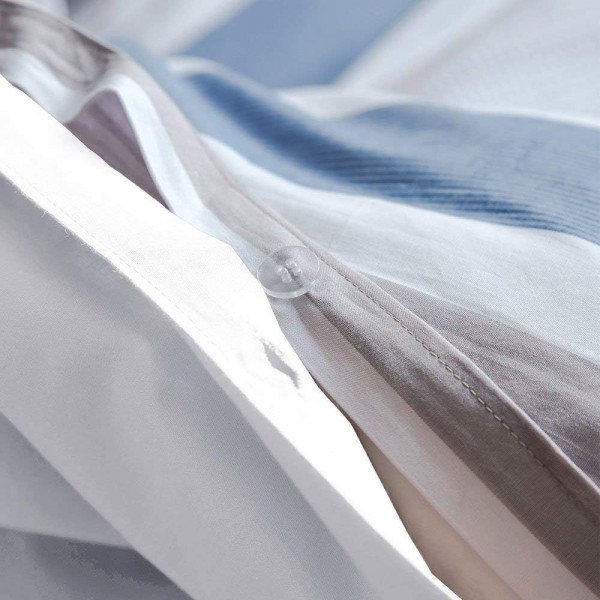 아마존 브랜드 - Umi Textured Weave Striped Duvet Cover Set, 100% Cotton Bedding Set, 1 Duvet Cover 230x220cm with 2 Pillowcase 50x75cm - Blue Stripe (King Set) 230x220+2x50x75cm Multicolored - Blue