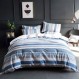 아마존 브랜드 - Umi Textured Weave Striped Duvet Cover Set, 100% Cotton Bedding Set, 1 Duvet Cover 230x220cm with 2 Pillowcase 50x75cm - Blue Stripe (King Set) 230x220+2x50x75cm Multicolored - Blue