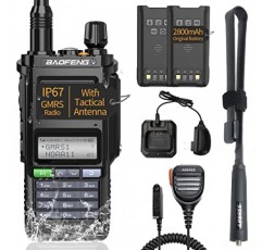 Baofeng GMRS-9R GMRS 라디오 방수 IP67 양방향 라디오 GMRS 중계기 가능 충전식 워키 토키 장거리 NOAA 날씨 경고 추가 전술 안테나, 2800mAh 배터리, 스피커 마이크 스캔
