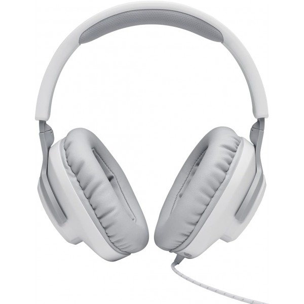 JBL Quantum 100 오버이어 게임용 헤드셋 - 유선 3.5mm 잭 - 탈착식 붐 마이크 포함 - 다양한 플랫폼과 호환 가능 - 흰색 흰색 Quantum 100 싱글
