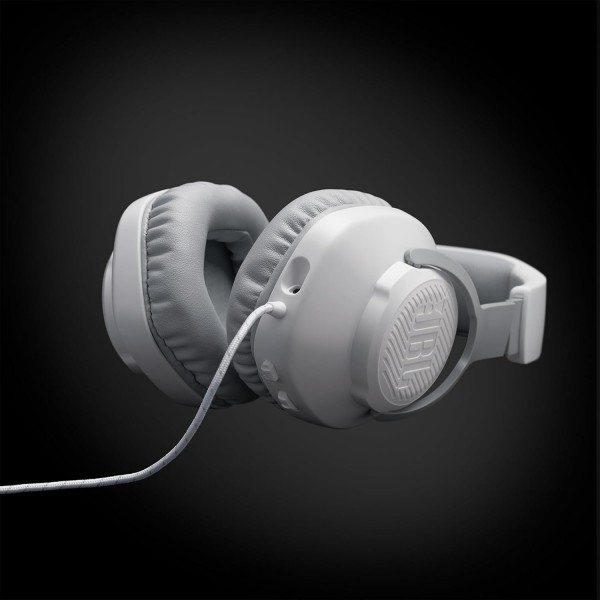 JBL Quantum 100 오버이어 게임용 헤드셋 - 유선 3.5mm 잭 - 탈착식 붐 마이크 포함 - 다양한 플랫폼과 호환 가능 - 흰색 흰색 Quantum 100 싱글