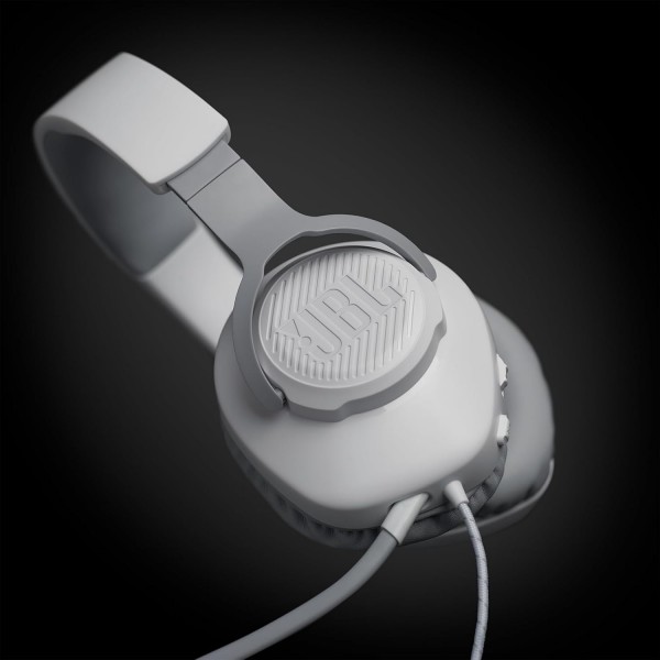 JBL Quantum 100 오버이어 게임용 헤드셋 - 유선 3.5mm 잭 - 탈착식 붐 마이크 포함 - 다양한 플랫폼과 호환 가능 - 흰색 흰색 Quantum 100 싱글
