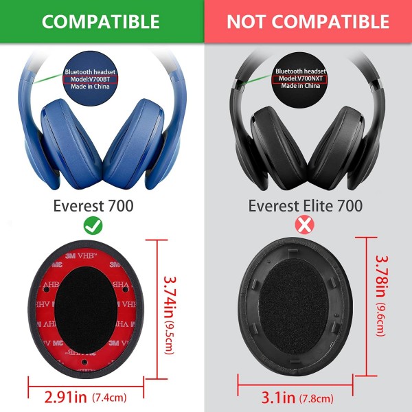 JBL Everest 700, V700BT 헤드폰 이어패드, 헤드셋 이어패드 수리 부품(진한 회색)용 Geekria QuickFit 단백질 가죽 교체용 이어패드