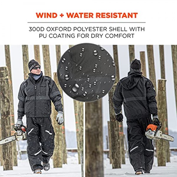 Ergodyne GloWear 8377EV 반사 겨울 봄버 재킷, 야간 또는 저조도 조건에서 향상된 가시성, 단열, 방수