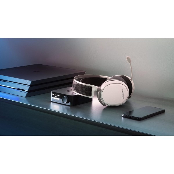 SteelSeries Arctis Pro Wireless - 무선 게임용 헤드셋(2.4GHz 및 Bluetooth) - 고화질 스피커 드라이버 - PC, PS5 및 PS4용 - 흰색 Arctis Pro 무선 흰색