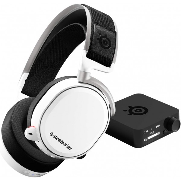 SteelSeries Arctis Pro Wireless - 무선 게임용 헤드셋(2.4GHz 및 Bluetooth) - 고화질 스피커 드라이버 - PC, PS5 및 PS4용 - 흰색 Arctis Pro 무선 흰색