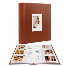 Fujifilm Instax Mini Camera용 사진 앨범, 180포켓 폴라로이드용 쓰기 공간이 있는 사진 앨범, 가죽 커버, Instax Mini 12 11 9 40 8 7 Evo LiPlay 즉석 카메라용 2x3 사진 앨범(갈색)