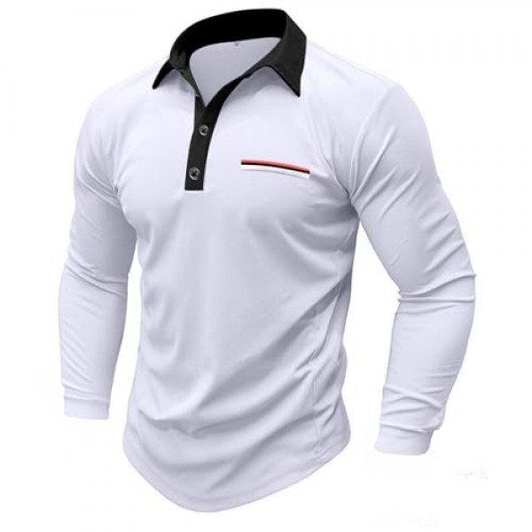 Lexiart Mens 폴로 셔츠 긴 소매 운동 빠른 건조 골프 셔츠 캐주얼 운동 슬림 피트 기본 디자인 칼라 셔츠