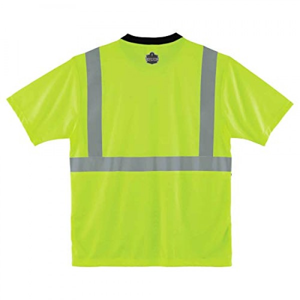 Ergodyne GloWear 8289BK ANSI 검은색 바닥 높은 가시성 주황색 반사 안전 티셔츠, 특대형, 라임