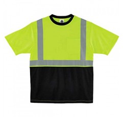 Ergodyne GloWear 8289BK ANSI 검은색 바닥 높은 가시성 주황색 반사 안전 티셔츠, 특대형, 라임
